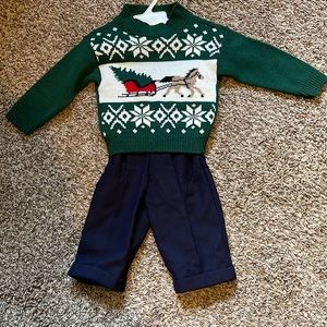 Boys Christmas Seeater + Pleated Pants